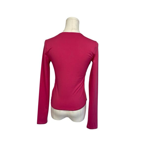 Satin Sleeveless Corset Style Top Hot Pink Womens Size Medium Stretch Bright - Picture 3 of 6